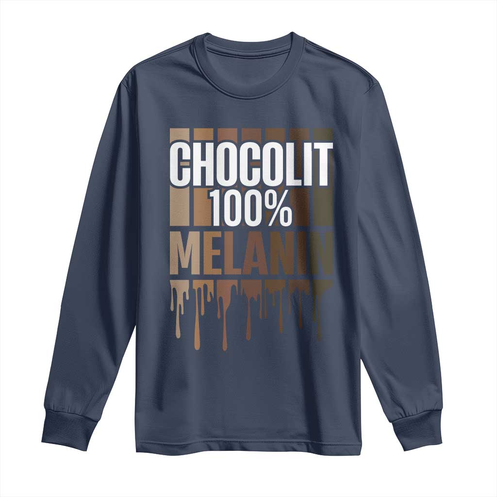 Funny Chocolit 100% Long Sleeve Shirt Melanin Black Pride African American