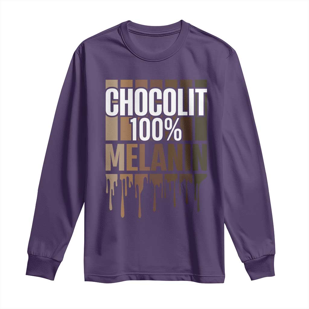 Funny Chocolit 100% Long Sleeve Shirt Melanin Black Pride African American