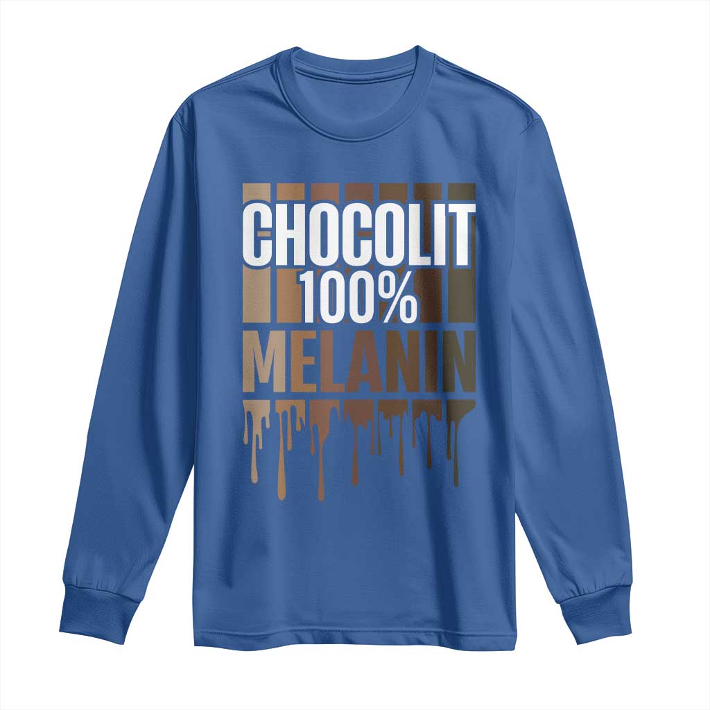 Funny Chocolit 100% Long Sleeve Shirt Melanin Black Pride African American