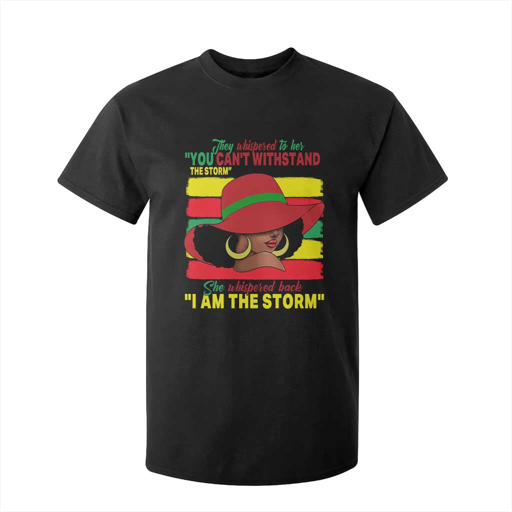 Proud Black African American T Shirt For Kid They Whispered To Her You Can't Withstand The Storm Black History Month