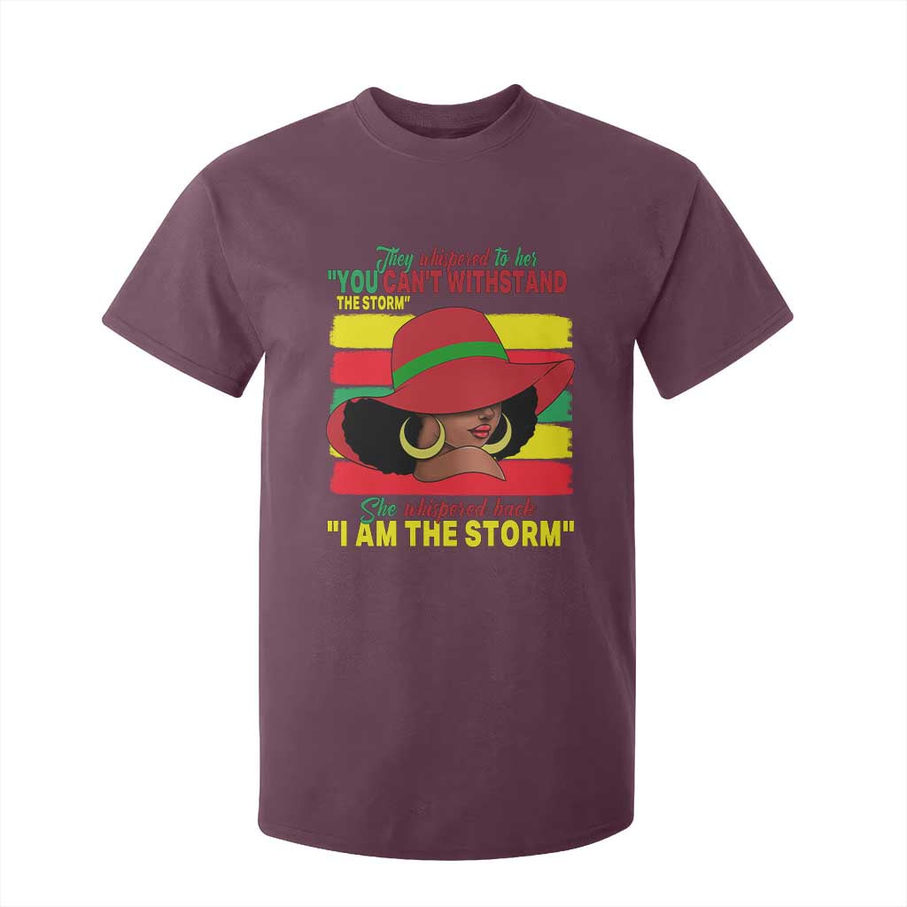 Proud Black African American T Shirt For Kid They Whispered To Her You Can't Withstand The Storm Black History Month