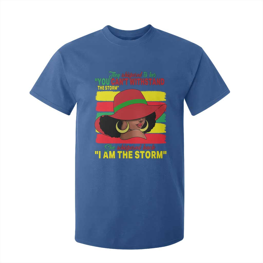 Proud Black African American T Shirt For Kid They Whispered To Her You Can't Withstand The Storm Black History Month