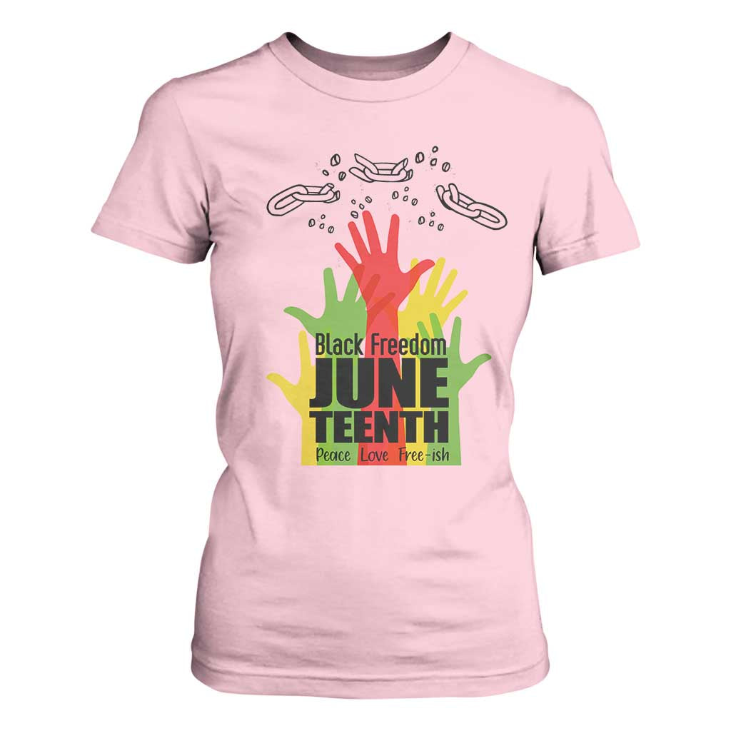 Juneteenth 1865 T Shirt For Women Black Freedom Juneteenth Peace Love Free - ish Breaking Every Chain