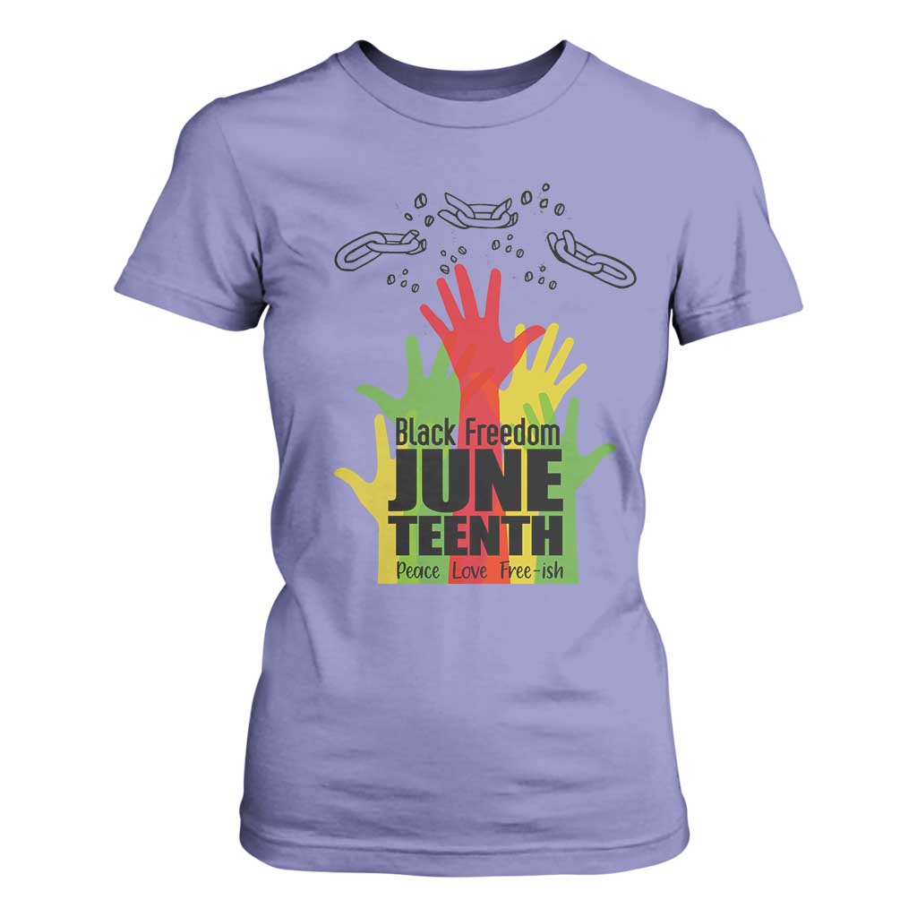 Juneteenth 1865 T Shirt For Women Black Freedom Juneteenth Peace Love Free - ish Breaking Every Chain