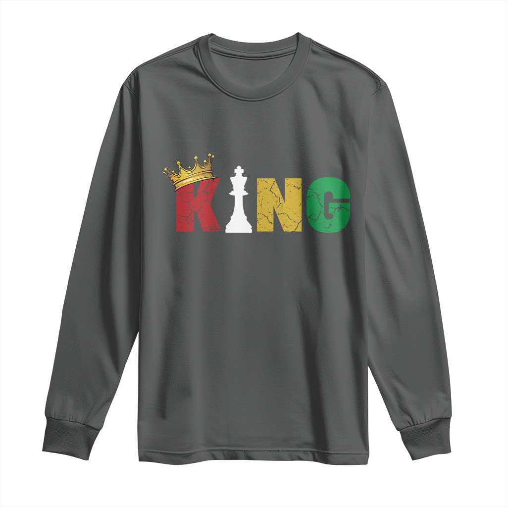 Funny Juneteenth King Long Sleeve Shirt Black Father Chess African American