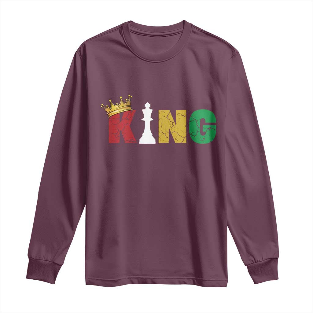 Funny Juneteenth King Long Sleeve Shirt Black Father Chess African American
