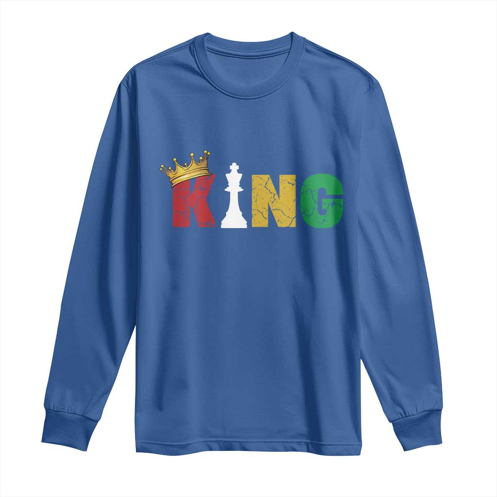 Funny Juneteenth King Long Sleeve Shirt Black Father Chess African American