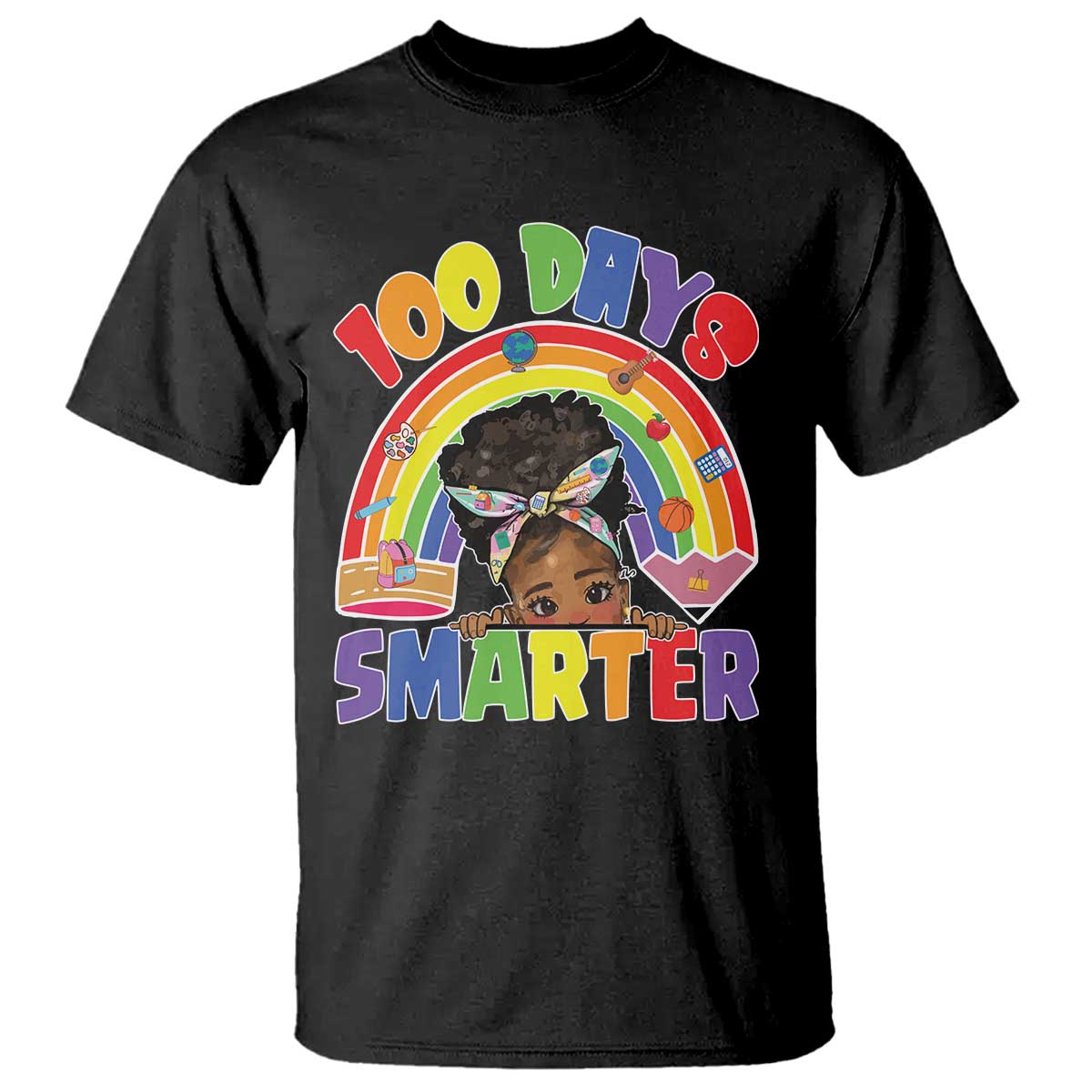 Funny 100 Days Smarter Afro African American Girl T Shirt 100th Day Of School