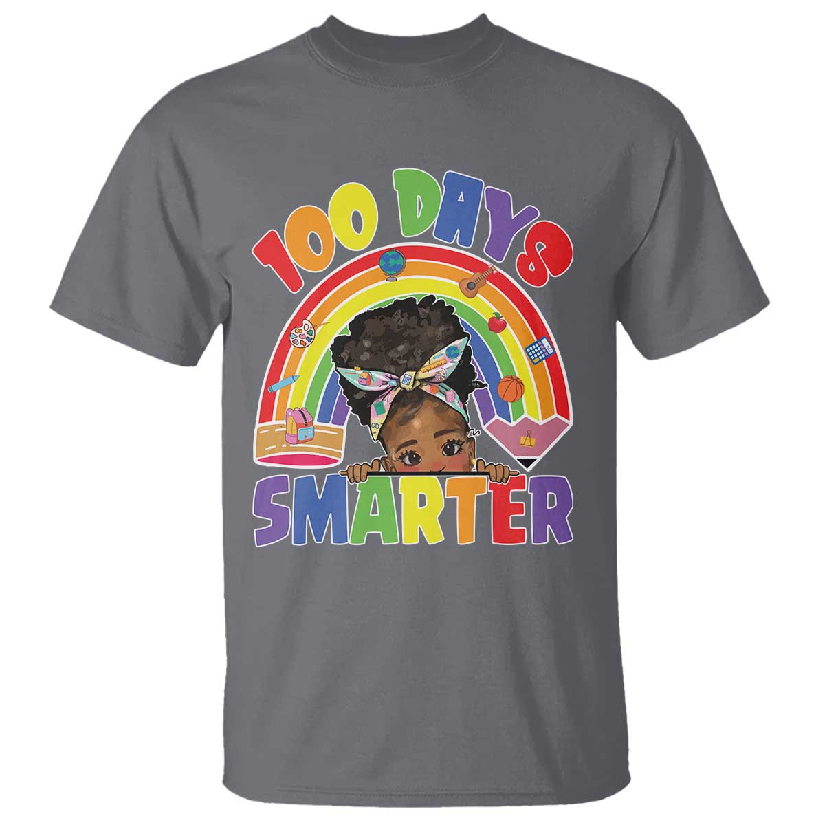 Funny 100 Days Smarter Afro African American Girl T Shirt 100th Day Of School