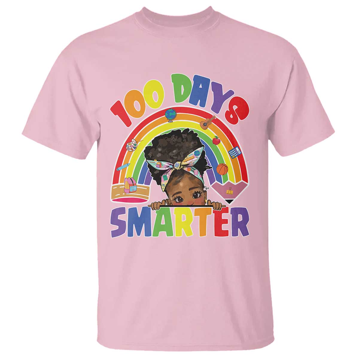 Funny 100 Days Smarter Afro African American Girl T Shirt 100th Day Of School