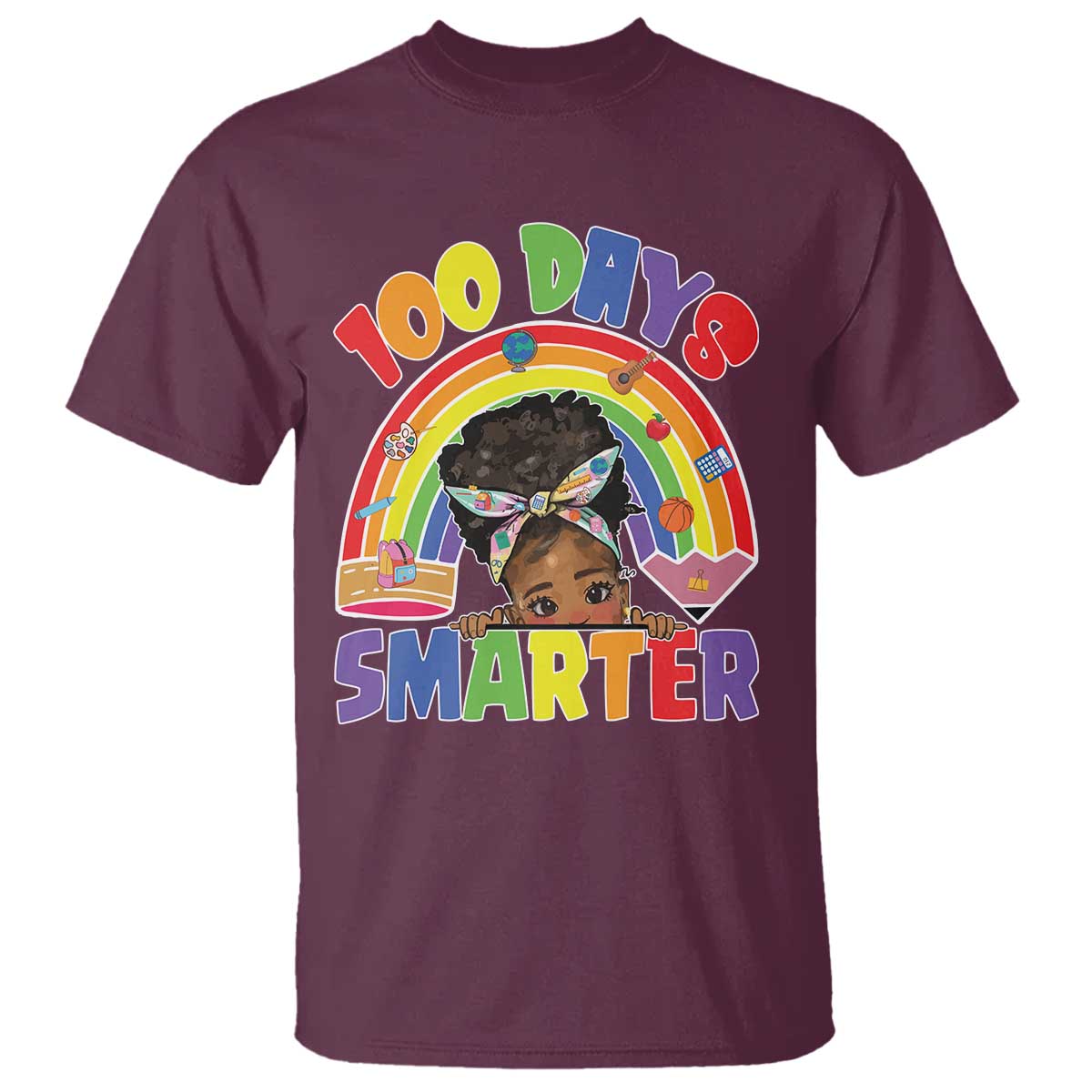 Funny 100 Days Smarter Afro African American Girl T Shirt 100th Day Of School