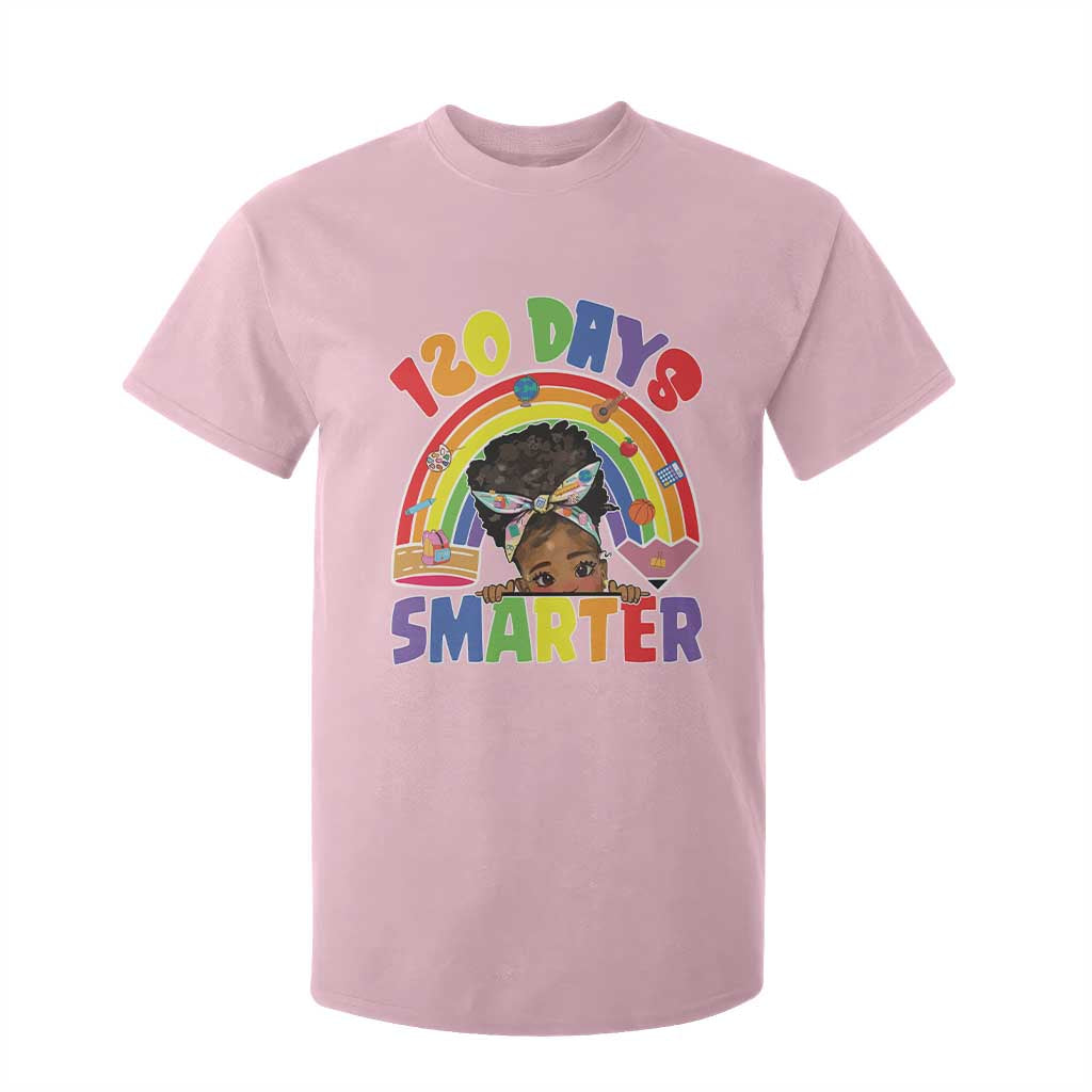 Funny 120 Days Smarter Afro African American Girl T Shirt For Kid 120th Day Of School