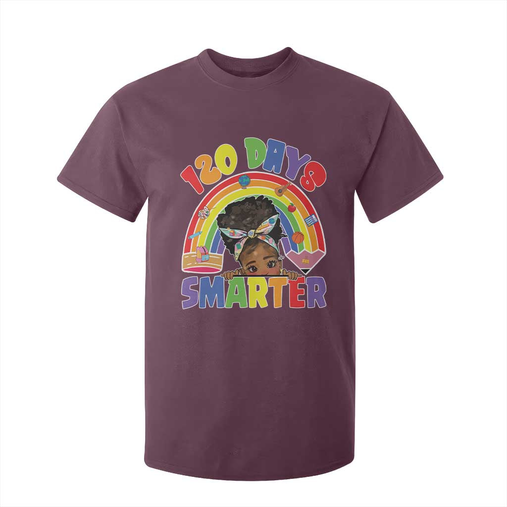Funny 120 Days Smarter Afro African American Girl T Shirt For Kid 120th Day Of School