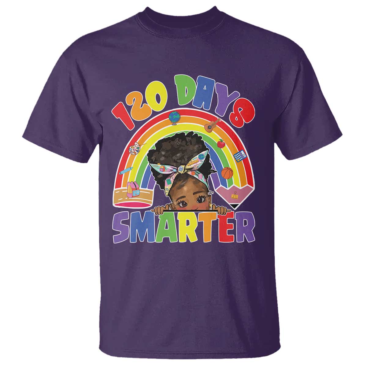 Funny 120 Days Smarter Afro African American Girl T Shirt 120th Day Of School