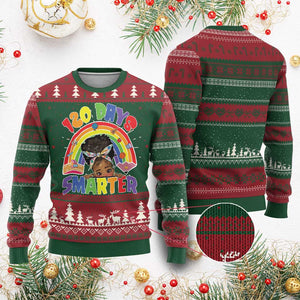 Funny 120 Days Smarter Afro African American Girl Ugly Christmas Sweater 120th Day Of School