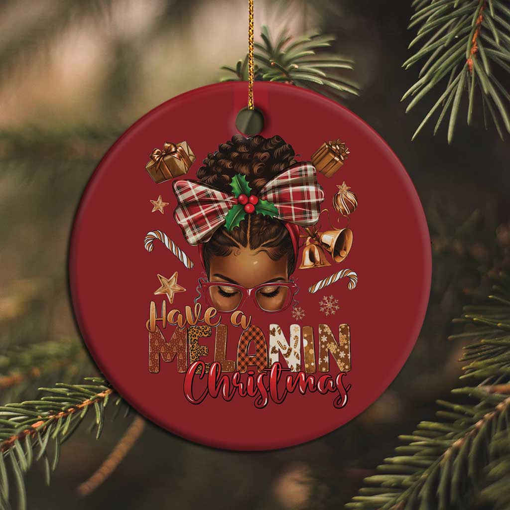 Have A Melanin Xmas African American Girl Christmas Ornament