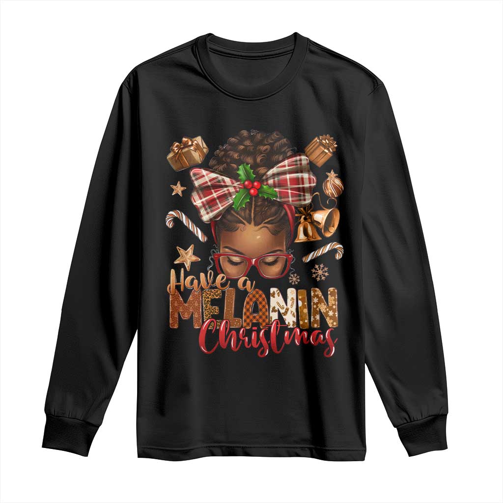Have A Melanin Christmas African American Girl Long Sleeve Shirt