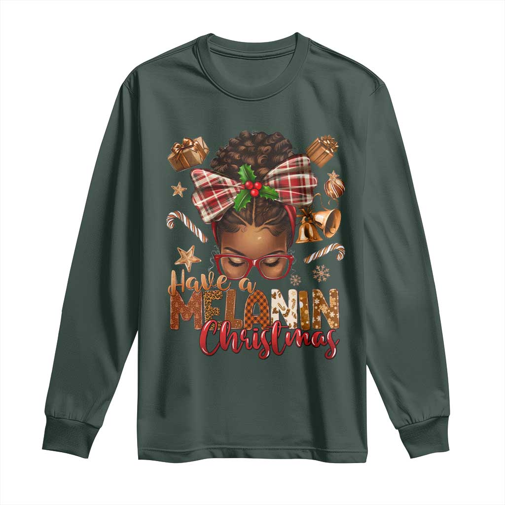Have A Melanin Christmas African American Girl Long Sleeve Shirt