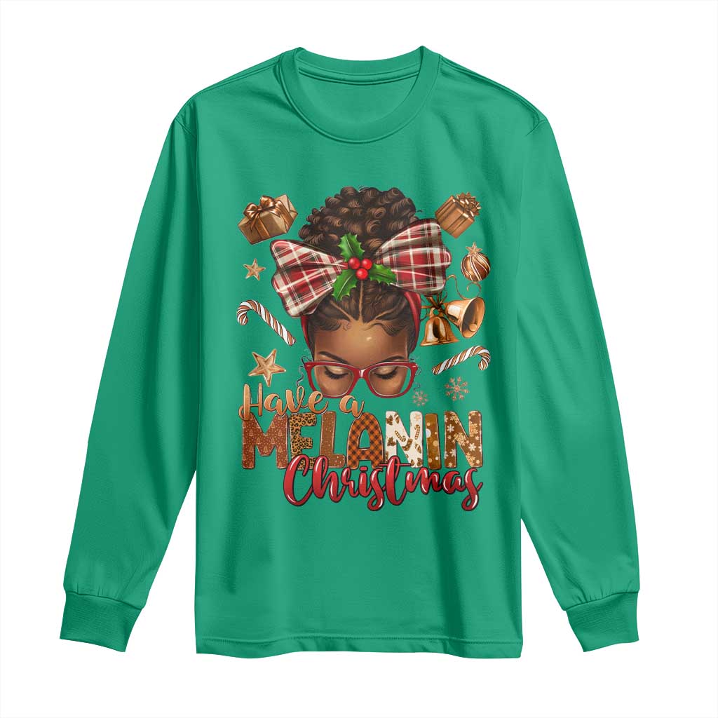 Have A Melanin Christmas African American Girl Long Sleeve Shirt