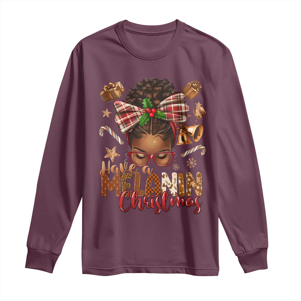 Have A Melanin Christmas African American Girl Long Sleeve Shirt