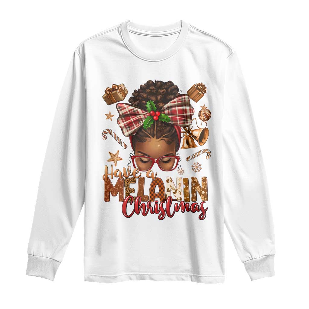 Have A Melanin Christmas African American Girl Long Sleeve Shirt