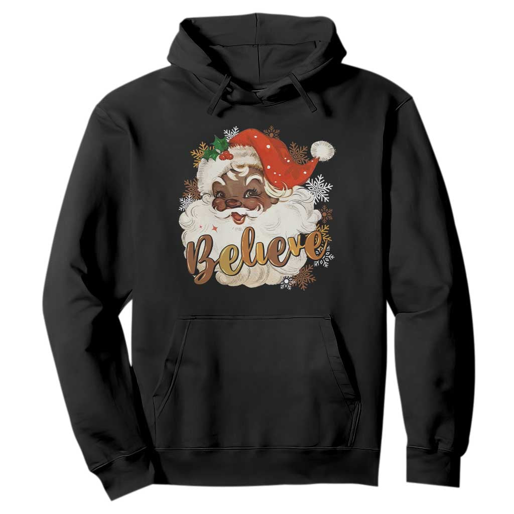 Funny Black Santa Christmas Hoodie Believe Retro African American Xmas
