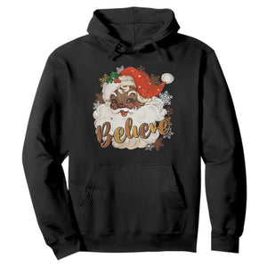 Funny Black Santa Christmas Hoodie Believe Retro African American Xmas