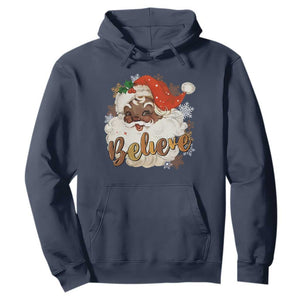 Funny Black Santa Christmas Hoodie Believe Retro African American Xmas