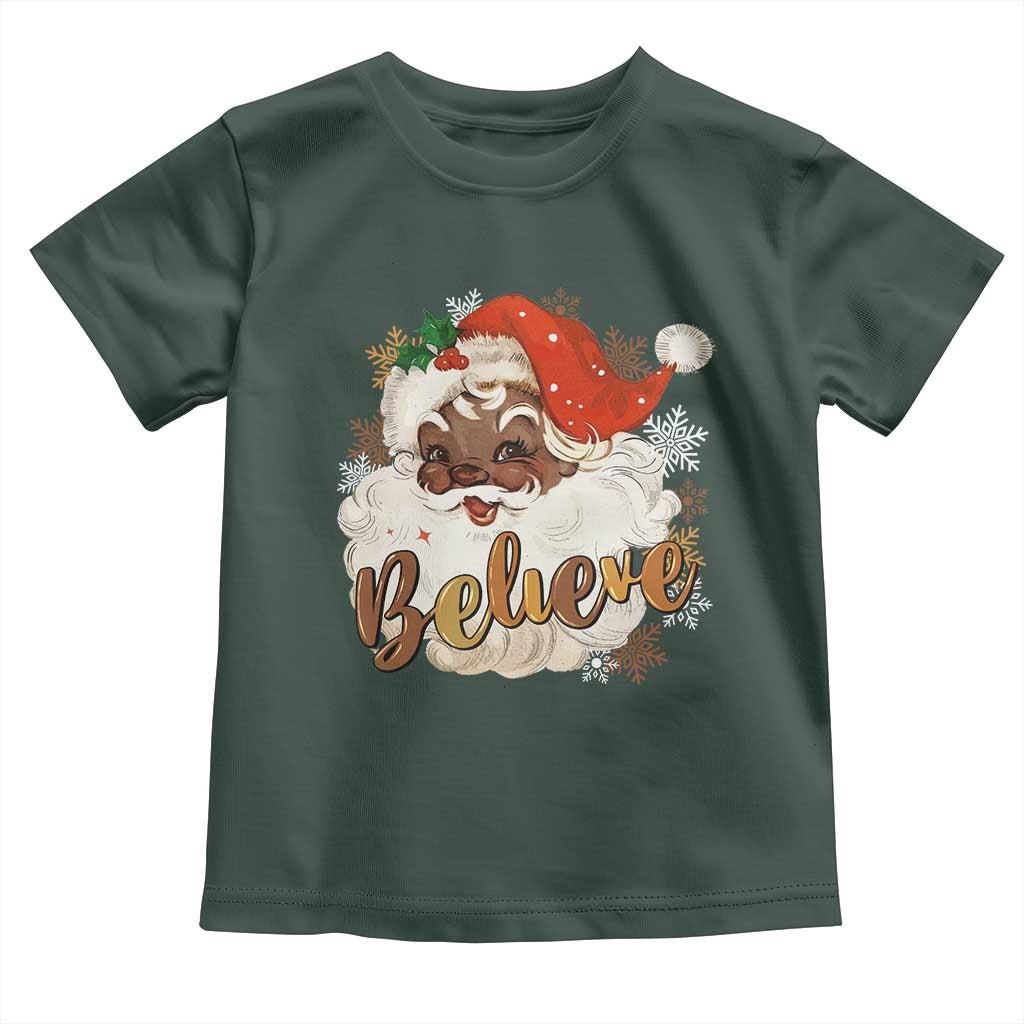 Funny Black Santa Christmas Toddler T Shirt Believe Retro African American Xmas