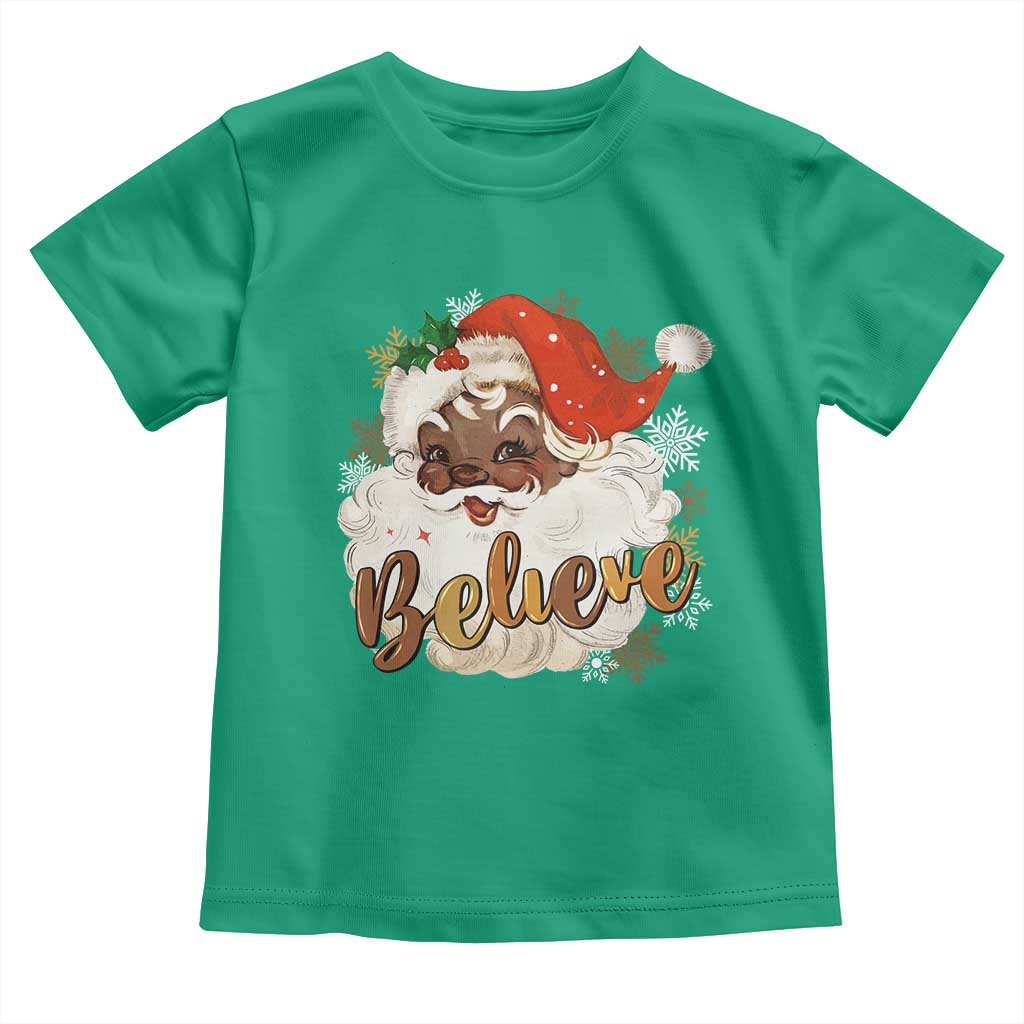 Funny Black Santa Christmas Toddler T Shirt Believe Retro African American Xmas