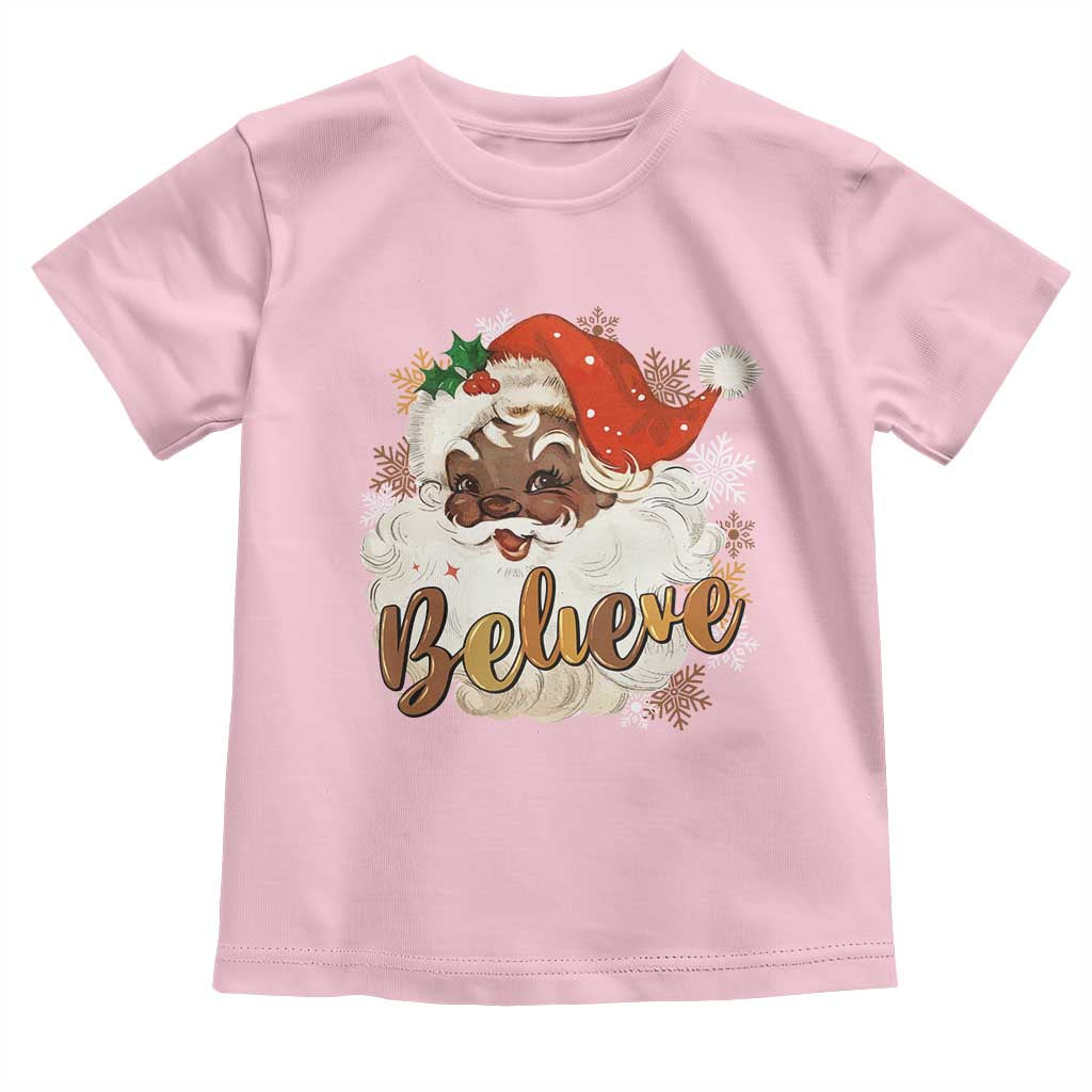 Funny Black Santa Christmas Toddler T Shirt Believe Retro African American Xmas