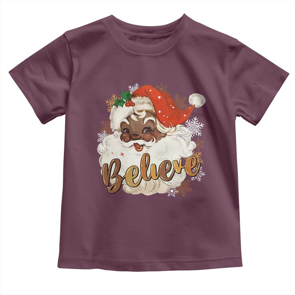 Funny Black Santa Christmas Toddler T Shirt Believe Retro African American Xmas
