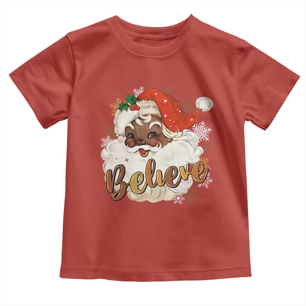 Funny Black Santa Christmas Toddler T Shirt Believe Retro African American Xmas
