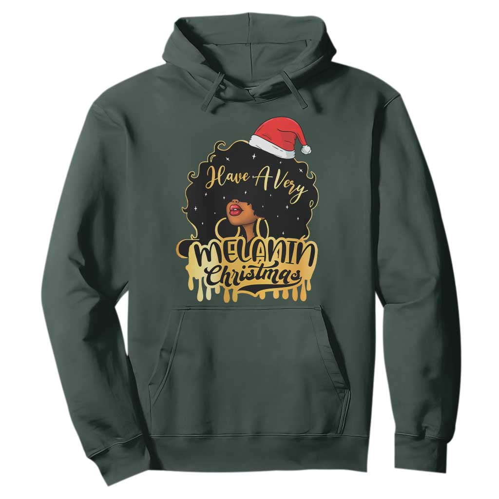 Have A Melanin Christmas African American Santa Girl Hoodie
