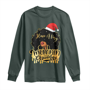 Have A Melanin Christmas African American Santa Girl Long Sleeve Shirt