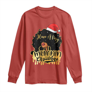 Have A Melanin Christmas African American Santa Girl Long Sleeve Shirt