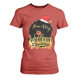 Have A Melanin Christmas African American Santa Girl T Shirt For Women