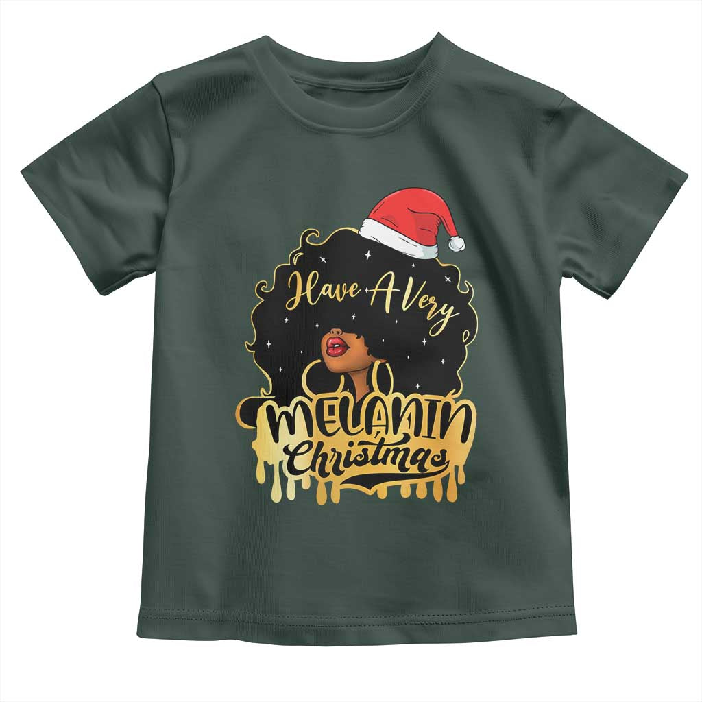 Have A Melanin Christmas African American Santa Girl Toddler T Shirt