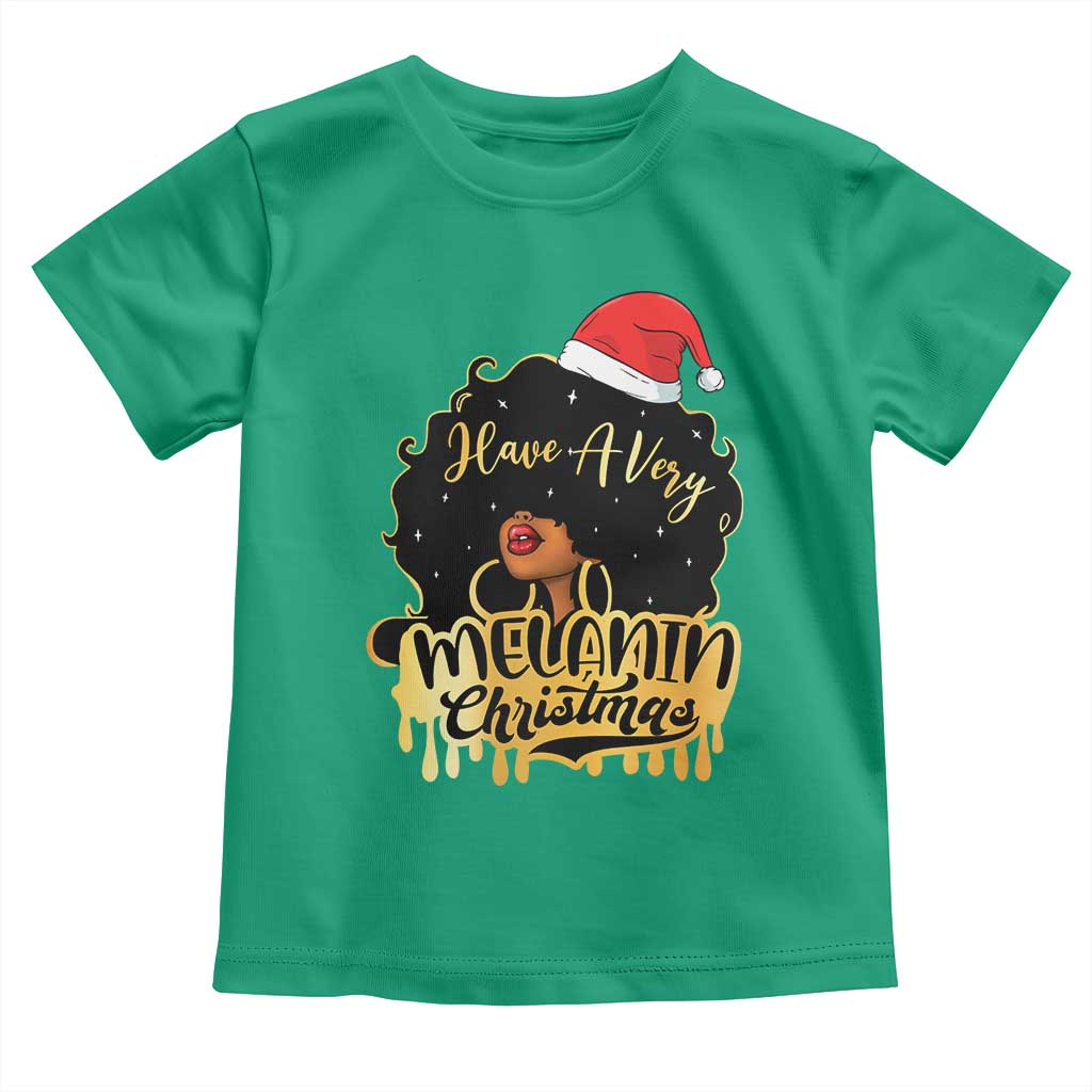Have A Melanin Christmas African American Santa Girl Toddler T Shirt