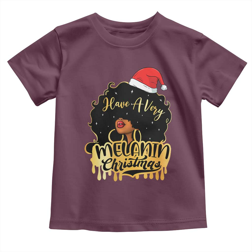 Have A Melanin Christmas African American Santa Girl Toddler T Shirt
