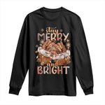 Funny African American Christmas Long Sleeve Shirt Stay Merry And Bright Black Melanin Girl Nails