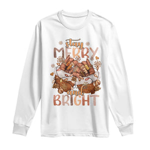 Funny African American Christmas Long Sleeve Shirt Stay Merry And Bright Black Melanin Girl Nails