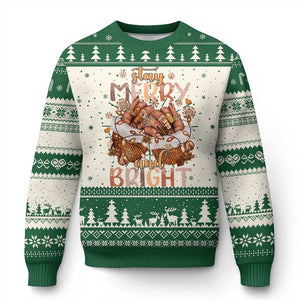 Funny Xmas African American Ugly Christmas Sweater Stay Merry And Bright Black Melanin Girl Nails