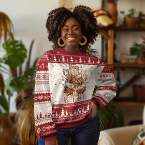 Funny Xmas African American Ugly Christmas Sweater Stay Merry And Bright Black Melanin Girl Nails