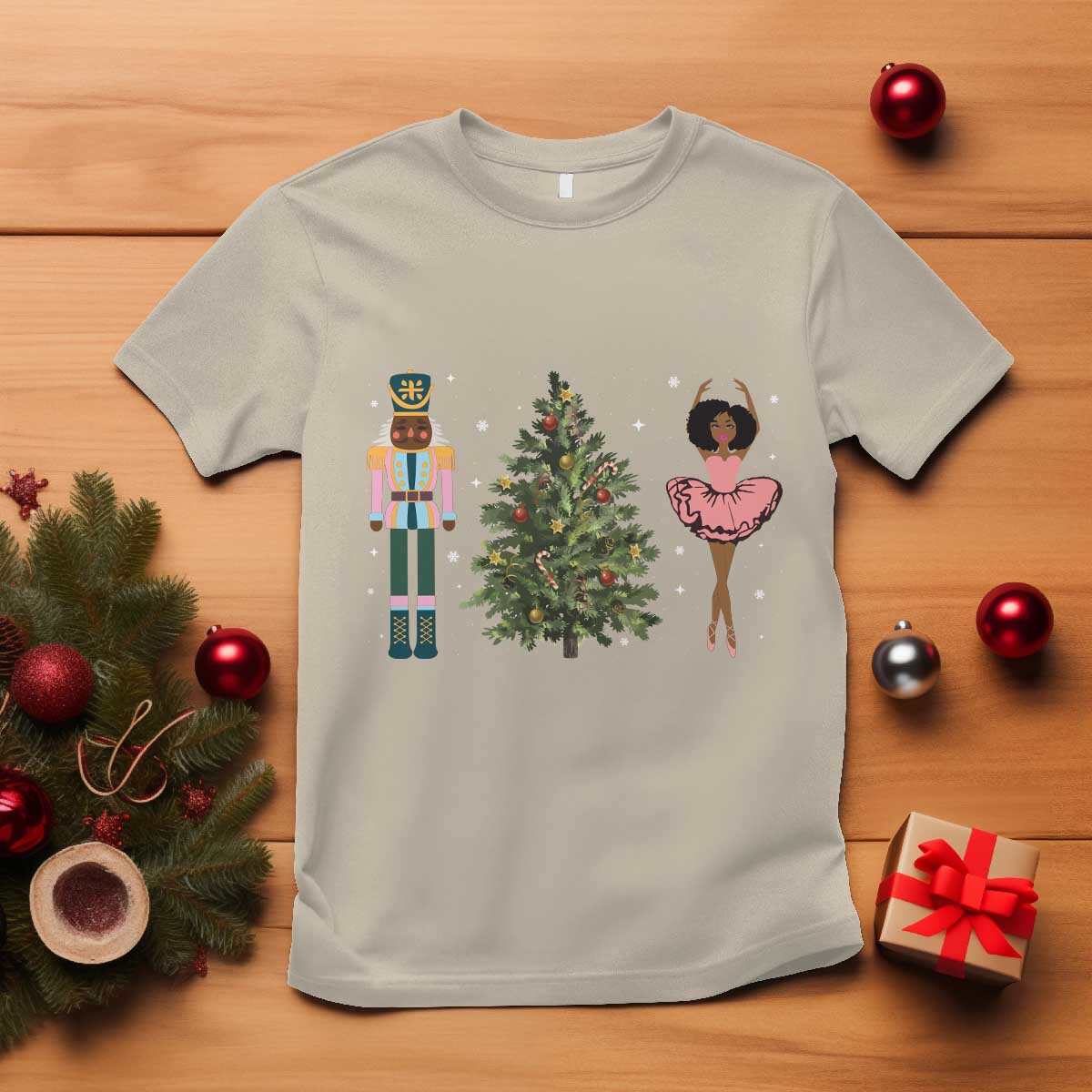 Funny Black Ballerina Afro Nutcracker African American Christmas T Shirt