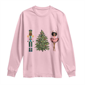 Funny Black Ballerina Afro Nutcracker African American Christmas Long Sleeve Shirt