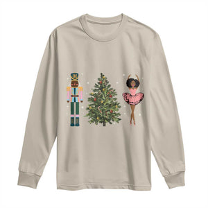 Funny Black Ballerina Afro Nutcracker African American Christmas Long Sleeve Shirt