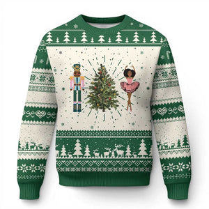 Funny Black Ballerina Afro Nutcracker Xmas African American Ugly Christmas Sweater