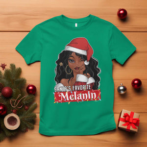 African American Christmas T Shirt Santa's Favorite Melanin Black Santa Girl