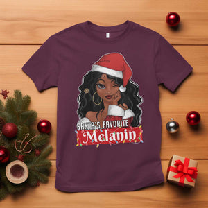 African American Christmas T Shirt Santa's Favorite Melanin Black Santa Girl